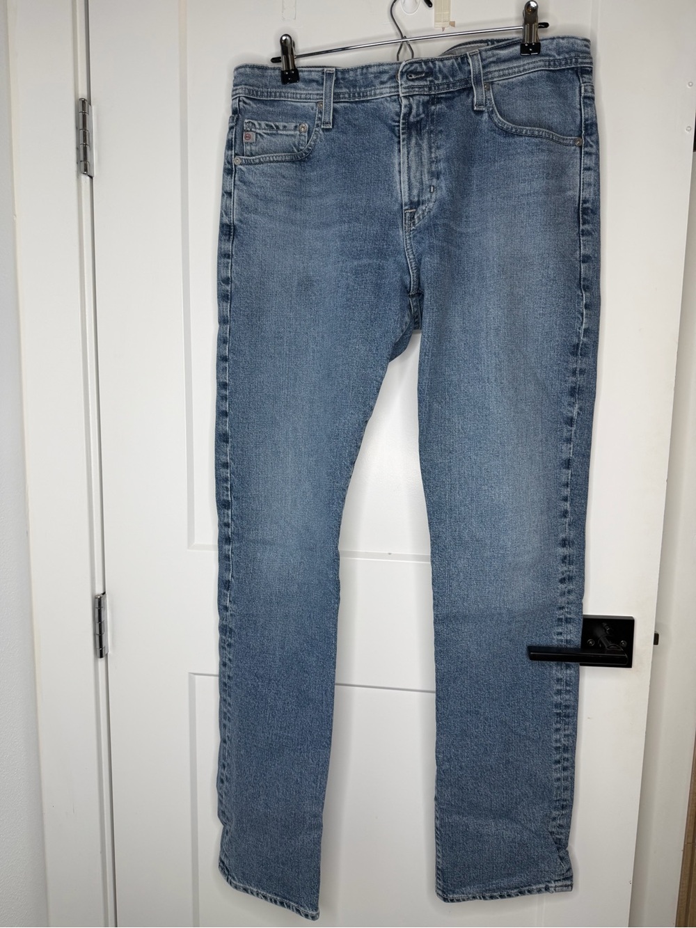 AG Adriano Goldschmied Light Blue Straight Leg Jeans 33x34, 32 inseam